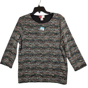 NWT JM Collection Tunic Blouse Womens XL multicolor knit overlay career modest